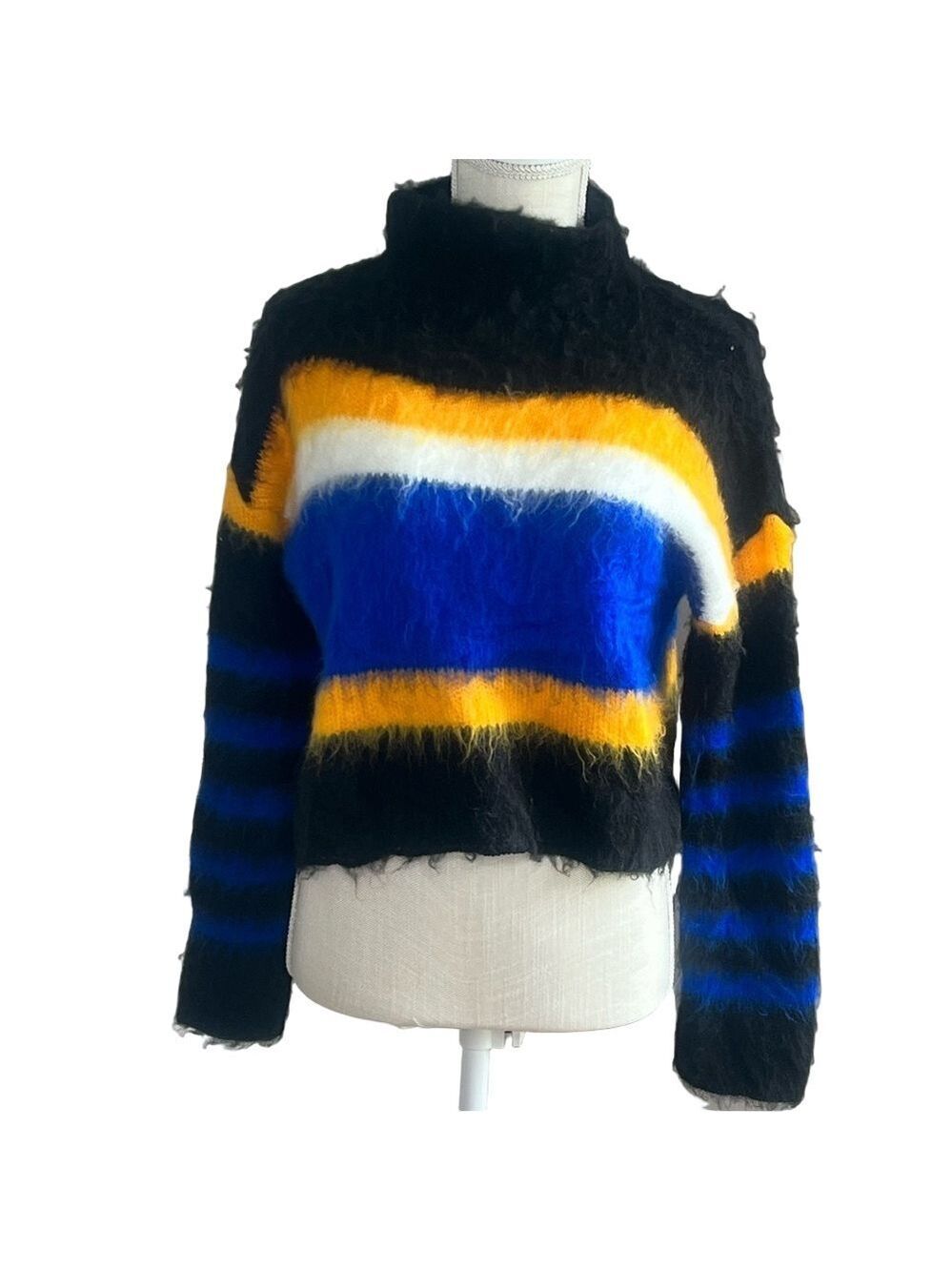 Abound Striped Colorblock Mock Neck Women's Pullover Sweater Size XS